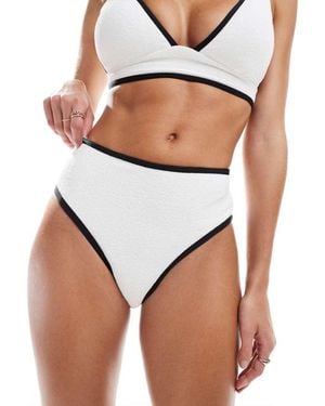 Vero Moda Textured Bikini Bottoms With Tipping - White