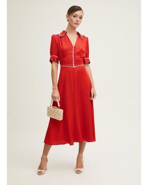 LK Bennett Dr Lou Satin Crepe Dress - Red