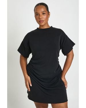 Boohoo Plus Ruched Waist T-Shirt Dress - Black