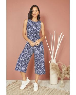 Mela London Ditsy Print Culotte Jumpsuit - Blue