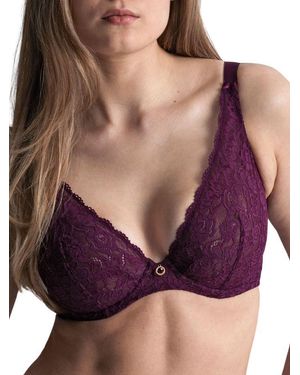 Aubade Rosessence Comfort Triangle Plunge Bra Berry - Purple