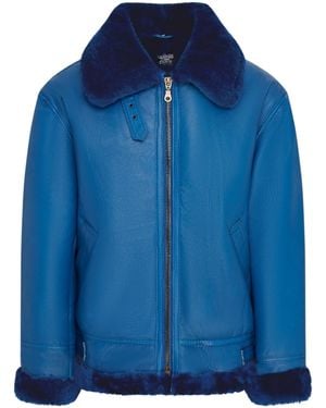 Infinity Leather B3 Bomber Raf Aviator Sheepskin Jacket -Wyndham - Blue