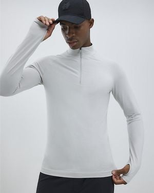 River Island Funnel Top Quarter Zip Cotton - Grey