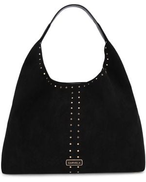 Carvela Kurt Geiger Suedette Cinzia Studded Shoulder Bag - Black