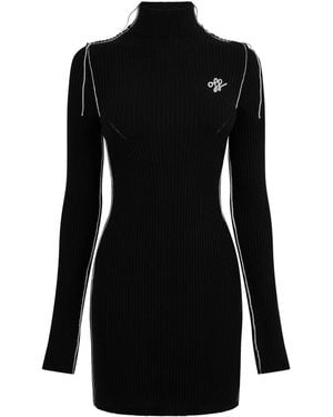 Off-White c/o Virgil Abloh Off Outln Turtleneck Mini Bodycon Dress - Black
