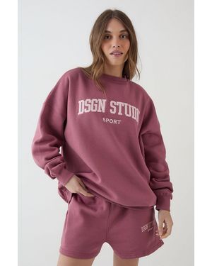 DSGN Studio Collegiate Applique Oversized Sweatshirt - Red