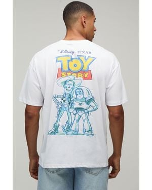 BoohooMAN Oversized Disney Toy Story License Print T-Shirt - White