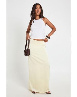 Boohoo Satin Fishtail Maxi Skirt - Natural