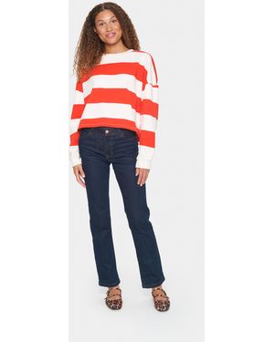 Saint Tropez Trackjacket-sweat Loose Fit Flame Scarlet Red - Rood