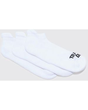 BoohooMAN Active Training Dept Cushioned Trainer 3 Pack Socks - White