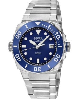 Gevril Fortuna 316L Stainless Steel Case, Bezel, Enamel Dial, Bracelet - Blue
