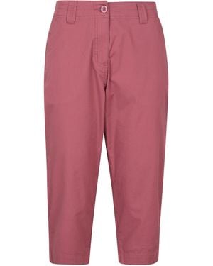 Mountain Warehouse 'Coastal' Capri Trousers Stretchy Breathable Short Trousers Cotton - Red
