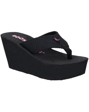 Rocket Dog Diver Webbing Slip On Wedge Flip Flops - Black
