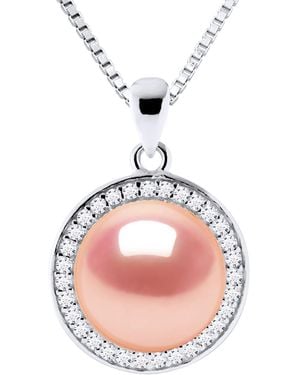Diadema Sun Necklace Freshwater Pearl 9-10 Mm 925 - Pink