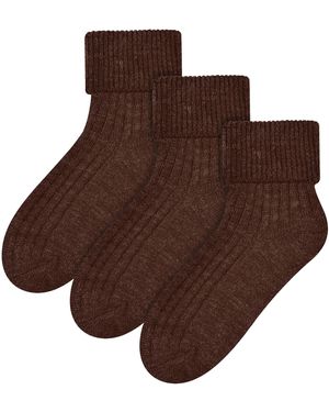 Steve Madden 3 Pairs Wool Bed Socks - Brown