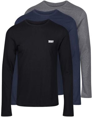 DKNY Warrior 3 Pack Long Sleeve T-Shirt - Blue