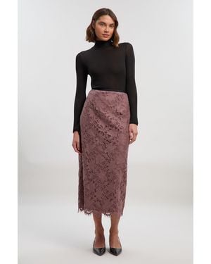 Karen Millen Lace With Taping Woven Midi Skirt - Red
