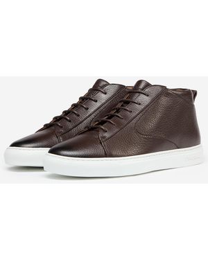 Oliver Sweeney Antiqued Deer Leather Cupsole Trainers - Brown