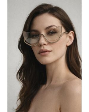 SVNX Butterfly Dimante Rimless Sunglasses - Natural