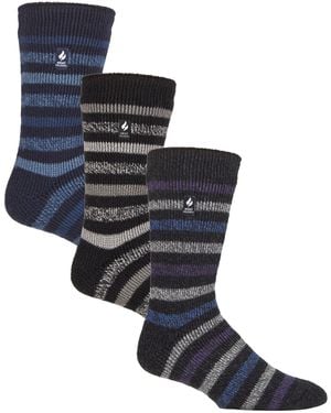 Heat Holders 3 Pack Multipack Insulated Thermal Socks For Winter - Blue