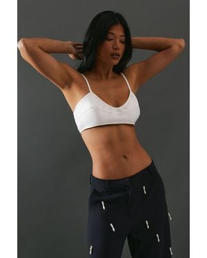 Warehouse Heavy Satin Strappy Seaming Bralette - Black