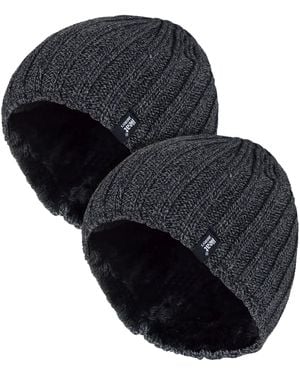 Heat Holders Chunky Soft Winter Ribbed Hat - Black