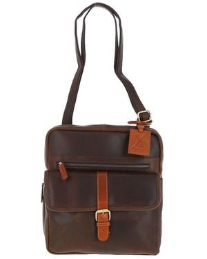 Fenland Sheepskin Real Oily Leather Medium Messenger Bag - Brown