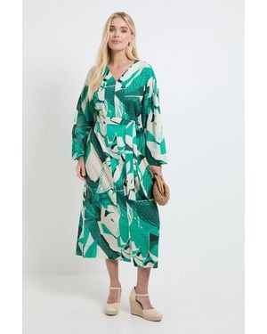 Wallis Petite Summer Tropical Midi Dress - Green