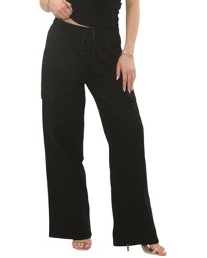 MYT Elasticated Waist Wide Leg Cargo Pocket Jeans - Black