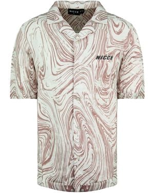 Nicce London Korte Mouw Bedrukt Ash Roze Wit Overhemd 211 1 07 02 0338 - Naturel