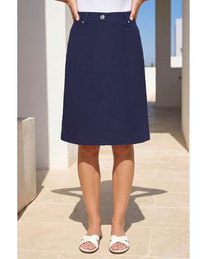 Roman A-Line Bengaline Stretch Skirt - Blue