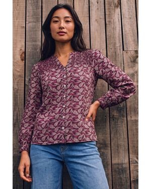 Roman Petite Button Up Print Shirt - Red
