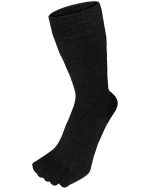 Toetoe Ladies Outdoor Soft Wool Moisture Wicking Mid Calf Toe Socks - Black