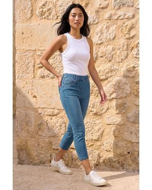 Roman Petite Stretch Crop Denim Jegging - Blue