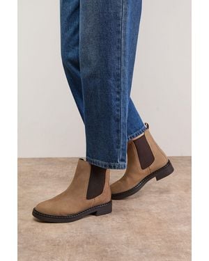 Oasis Betty Real Suede Chunky Chelsea Boots - Blue