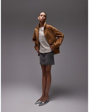 TOPSHOP Denim Pelmet Mini Skirt - Grey