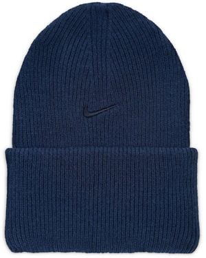 Nike Accessories Peak Soft Feel Ribbed Adjustable Cuff Beanie - Blue