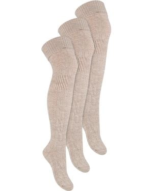 Steve Madden 3 Pairs Over The Knee Wool Socks - Natural