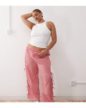 Noisy May Curve Wide Leg Tie Detail Trouser - Pink