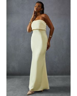 MissPap Premium Satin Bandeau Overlay Bridesmaid Dress - Grey