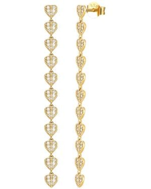 SEOL + GOLD 18Ct Plate Heart Cz Drop Studs - Metallic