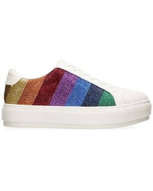 Kurt Geiger Suede Laney Stripe Crystal Trainers - Multicolour