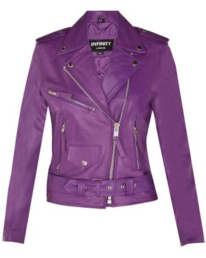 Infinity Leather Cowhide Biker Jacket-Mansfield - Purple