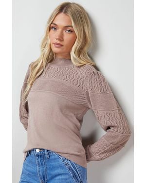Oasis Scallop Neck Volume Sleeve Jumper - Grey