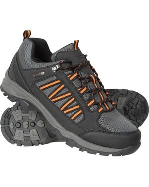 Mountain Warehouse 'Path' Walking Shoes Cushioned Footbed Mesh Lining Waterproof Comfy Trail Trekking Trainers - Black