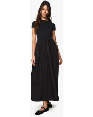 Boohoo Rib Cotton Poplin Short Sleeve Smock Dress - Black