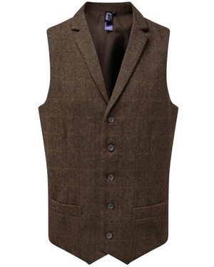 PREMIER Herringbone Waistcoat Check) - Brown