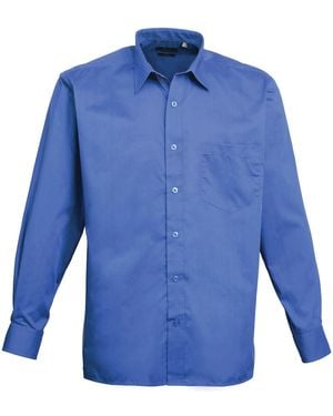 PREMIER Poplin Long-Sleeved Shirt (Royal) - Blue