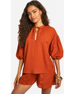 Boohoo Frill Hem Detail Shorts - Orange