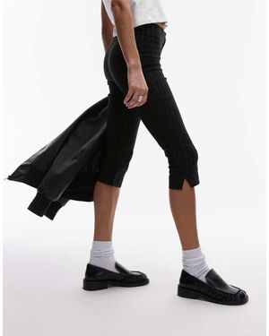 TOPSHOP Bengaline Pinstripe Capri Trouser - Black